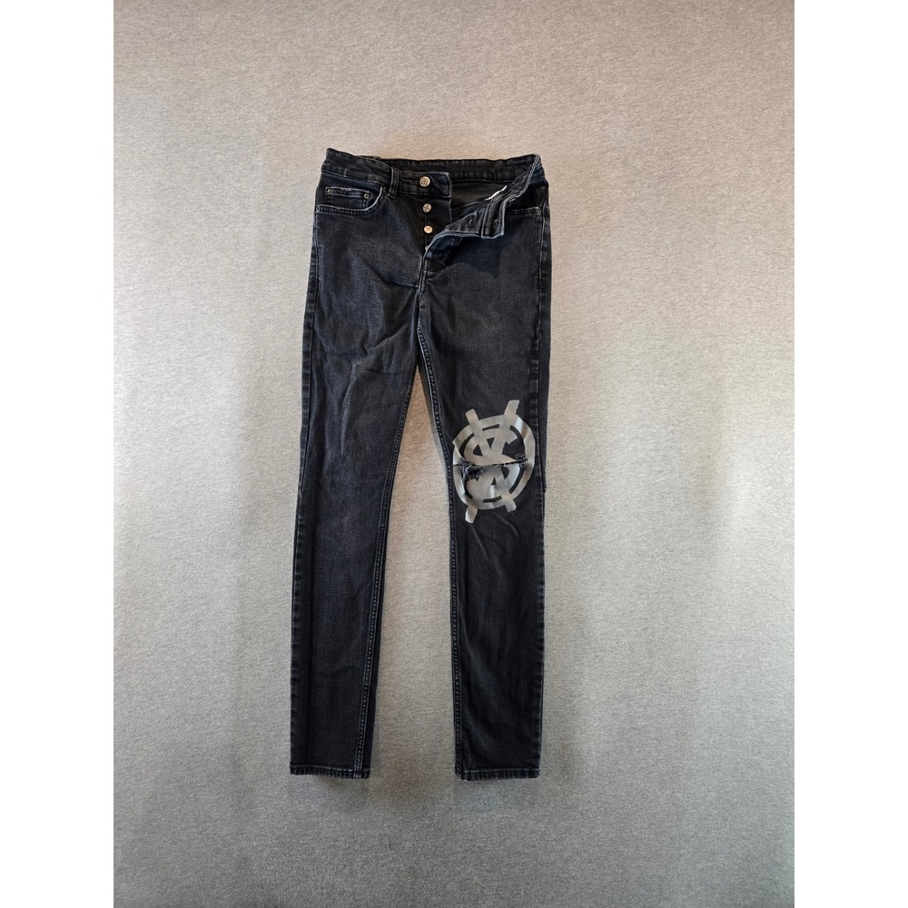 Ksubi Jeans Mens 29 Black Chitch Dollar Slim Distressed Button Fly Streetwear